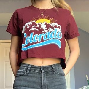 Colorado Cropped Maroon T-Shirt